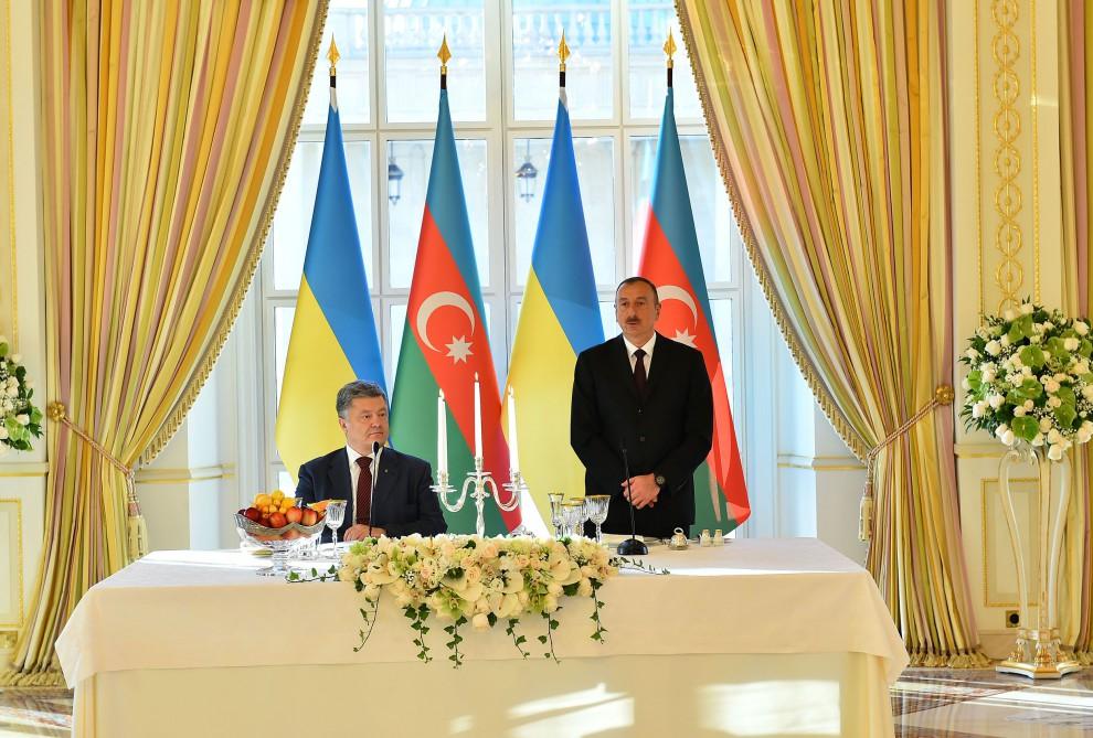 President Aliyev hosts dinner reception in honor of Ukrainian president PHOTO