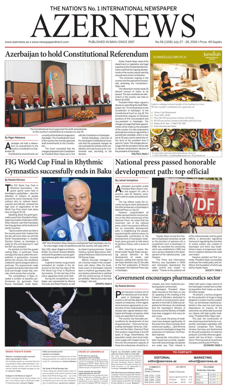 AZERNEWS releases another print issue