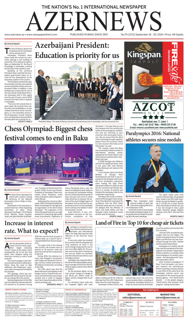 AZERNEWS releases another print issue