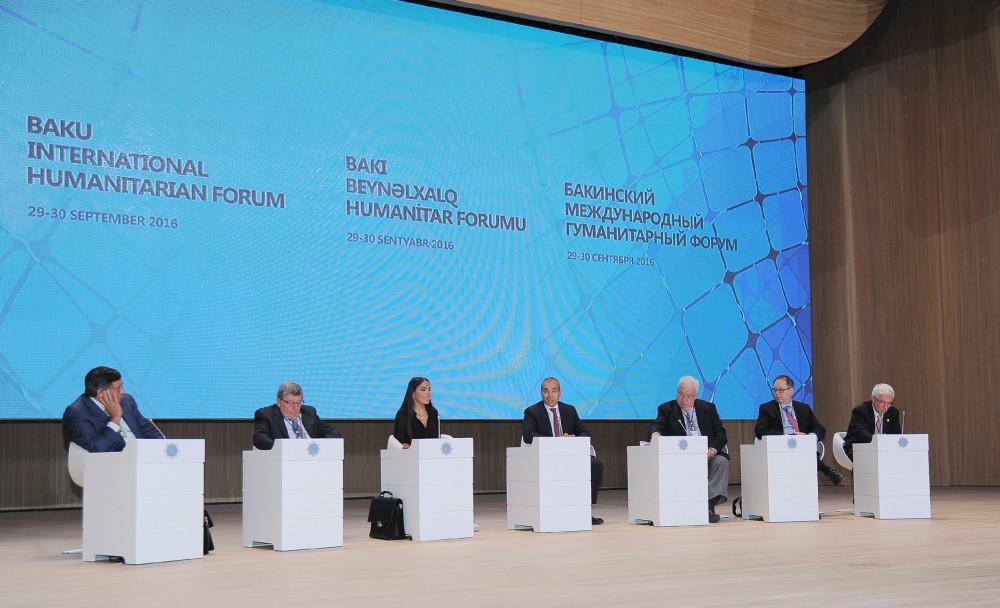 Round Table Chairs Address Baku International Humanitarian Forum