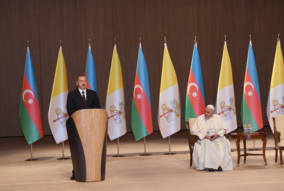 President Ilham Aliyev and Pope Francis addressed representatives of general public at Heydar Aliyev Center [UPDATE]  [PHOTO]