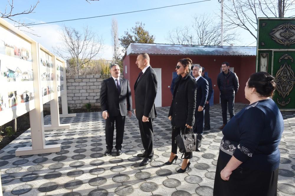 Ilham Aliyev, his spouse view repair on houses damaged by Armenians during April fights in Tartar [PHOTO]