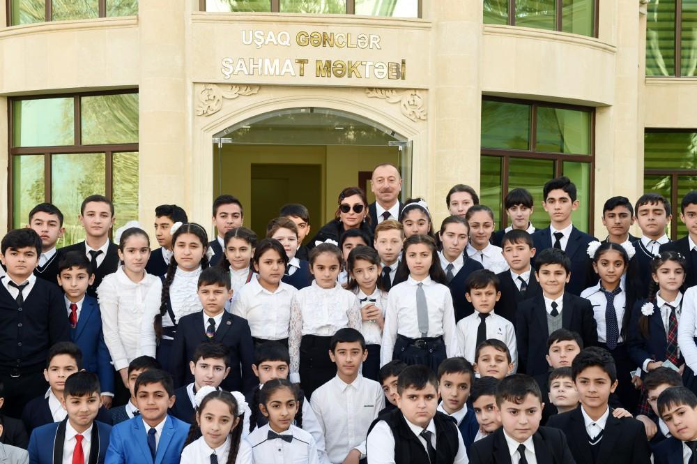 Ilham Aliyev with spouse inaugurate Chess School in Tartar [PHOTO]