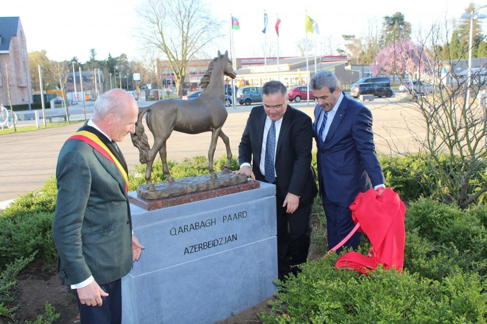 Karabakh horse monument unveiled in Belgium [PHOTO]