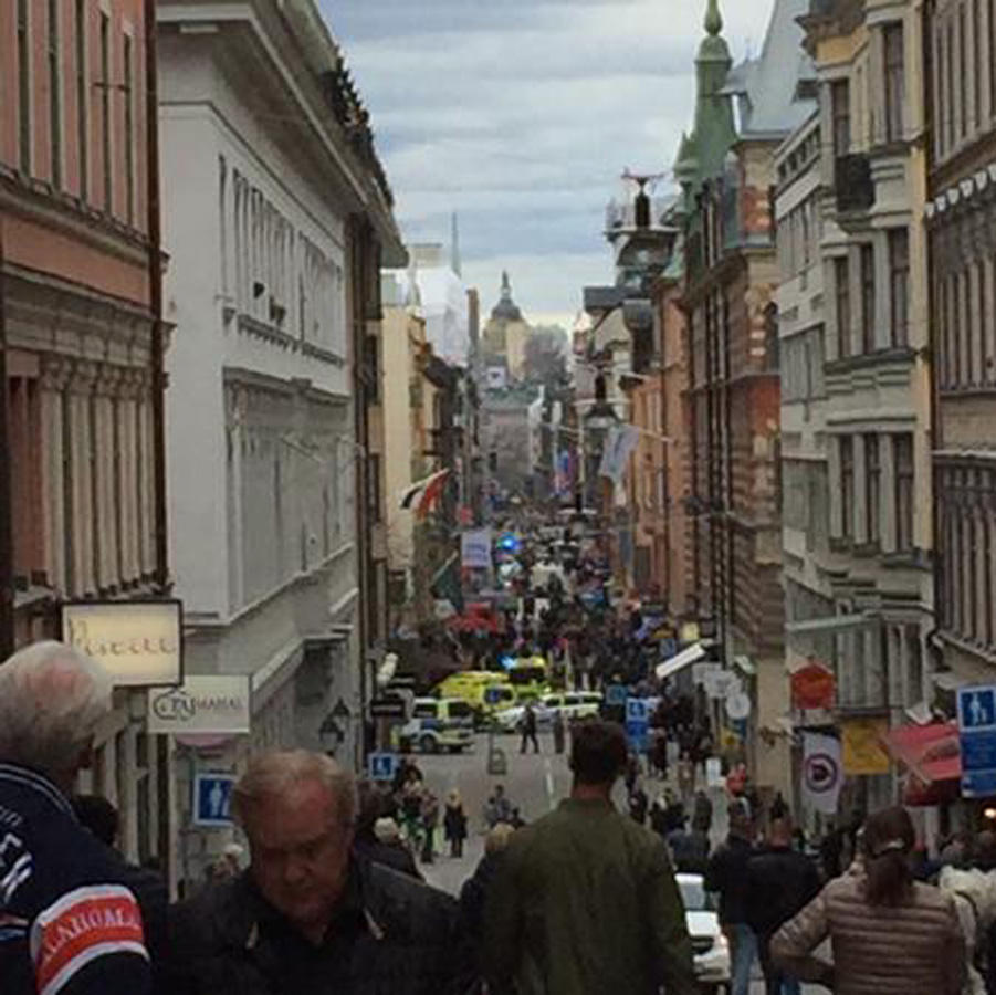 Truck drives into crowd on Stockholm street