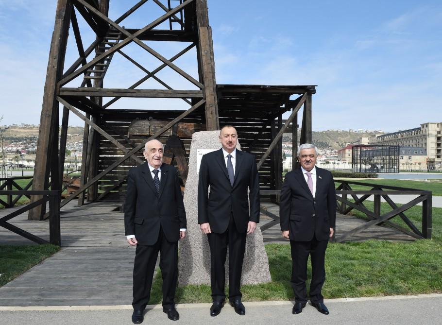 President Aliyev views world`s first mechanically drilled oil well in Bibiheybat [UPDATE / PHOTO]