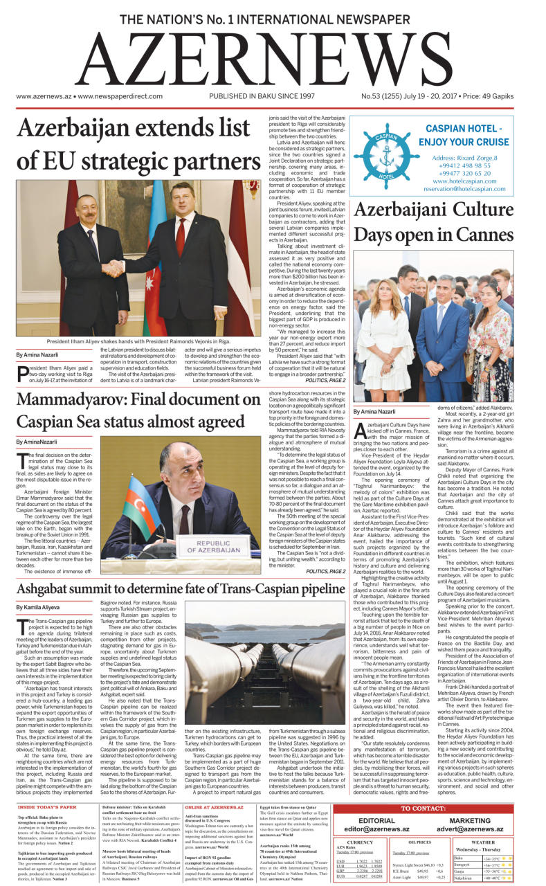 AZERNEWS releases another print issue