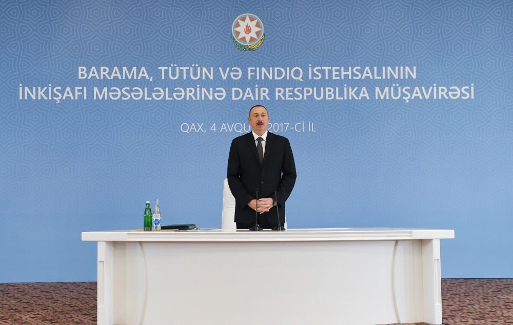 President Aliyev chairing republican meeting on development of silkworm, tobacco, hazelnut production [PHOTO]
