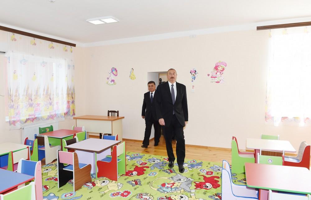 Ilham Aliyev attends opening of renovated day nursery-kindergarten in Goygol [PHOTO]