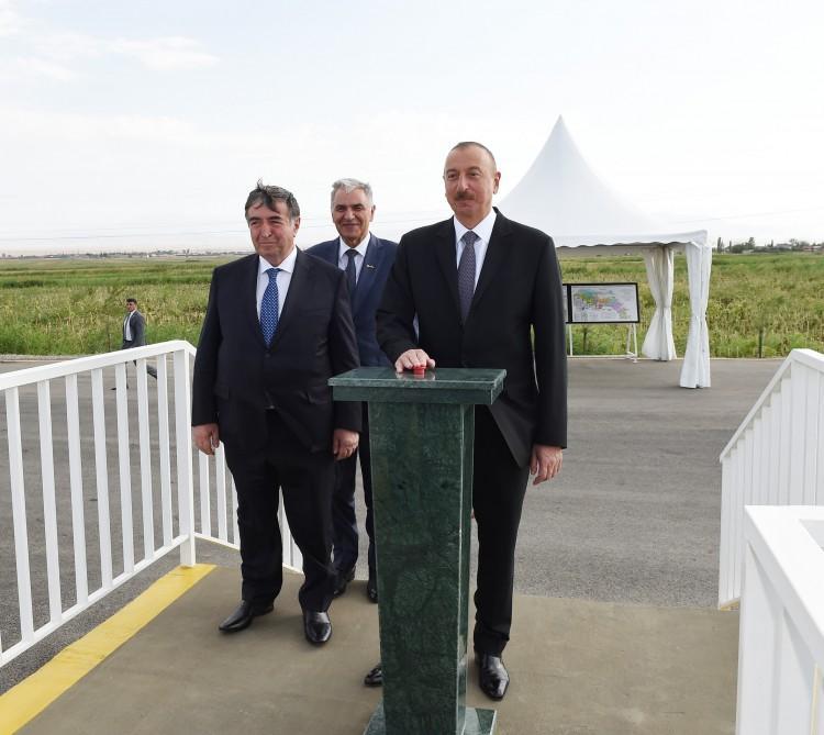President Ilham Aliyev attends opening of Shamkir-Samukh-Goranboy main irrigation channel [PHOTO]