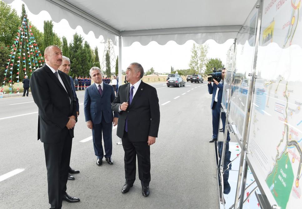 President Ilham Aliyev attends opening of Zazalı-“Imamzade” complex-Ganja highway [PHOTO]