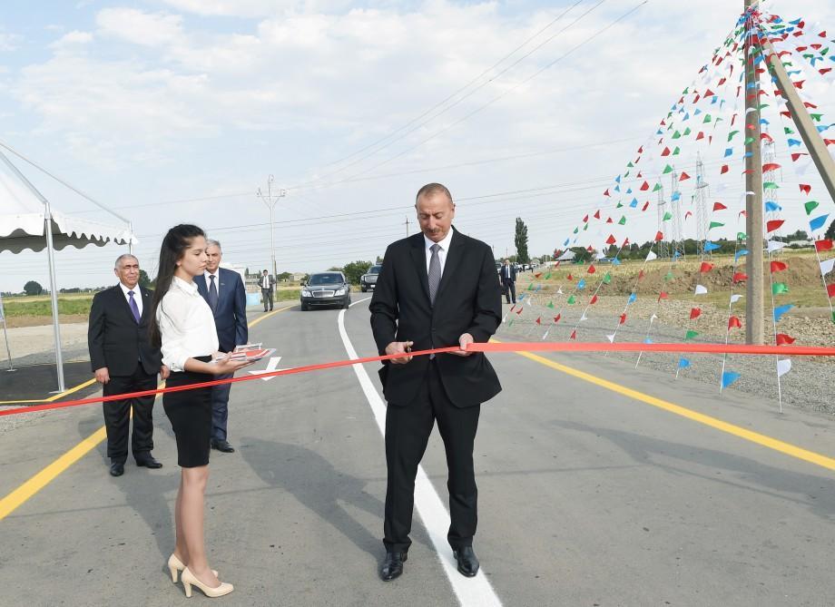 President Ilham Aliyev attended opening of Samukh-Fuzuli-Lak-Alibayramli-Garabaghlar-Chobanabdalli-Samukh highway [PHOTO]