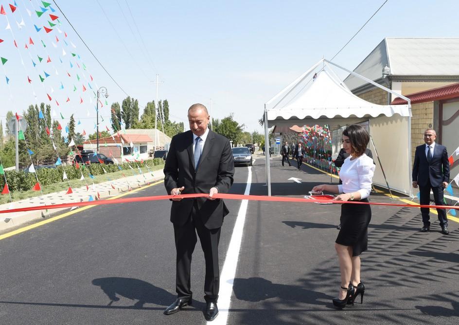 President Ilham Aliyev attends opening of Shamkir-Yeni Goycha-Dagh Jayir highway [PHOTO]