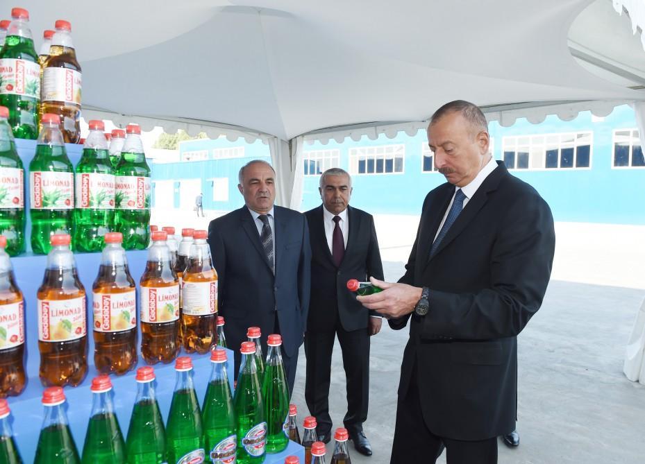 President Ilham Aliyev attends opening of lemonade plant in Gadabay [PHOTO]