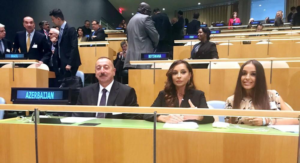 President Ilham Aliyev, his spouse attend opening of General Debate at UN General Assembly in New York
