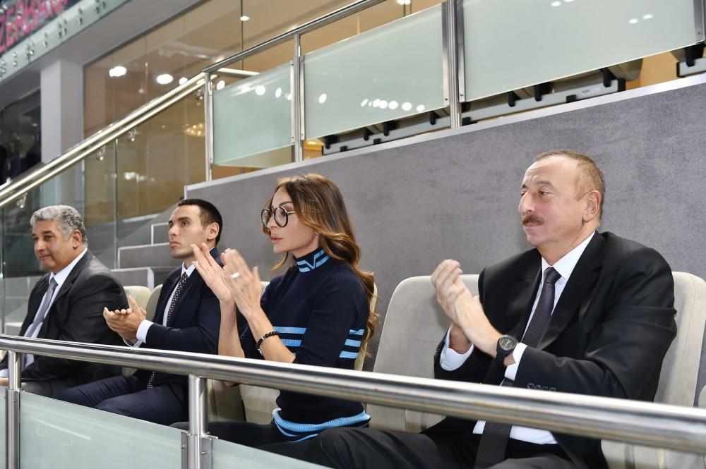 Ilham Aliyev, his spouse watched Azerbaijan-Germany volleyball match [PHOTO]