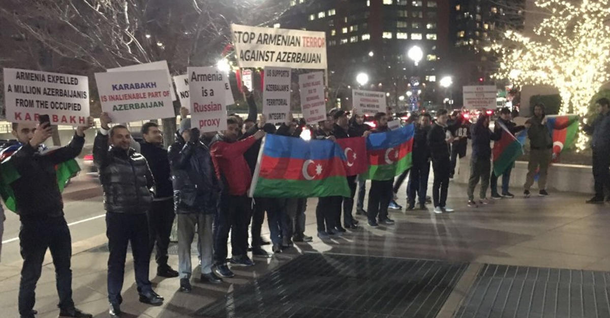 Azerbaijani community holds protest action against Armenian provocation in Boston [PHOTO]