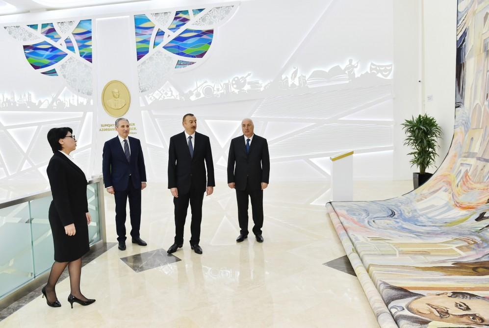 Ilham Aliyev reviews overhauled Kimyachi Culture Palace in Sumgait [UPDATE]