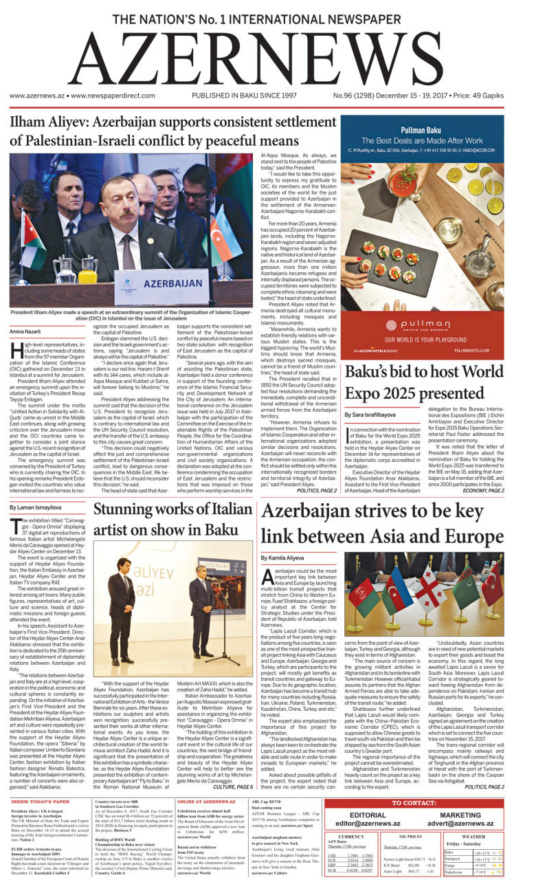 AZERNEWS releases another print issue