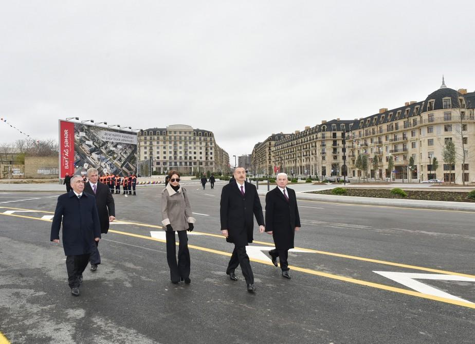 President Aliyev, his spouse review work done in Baku White City [UPDATE]