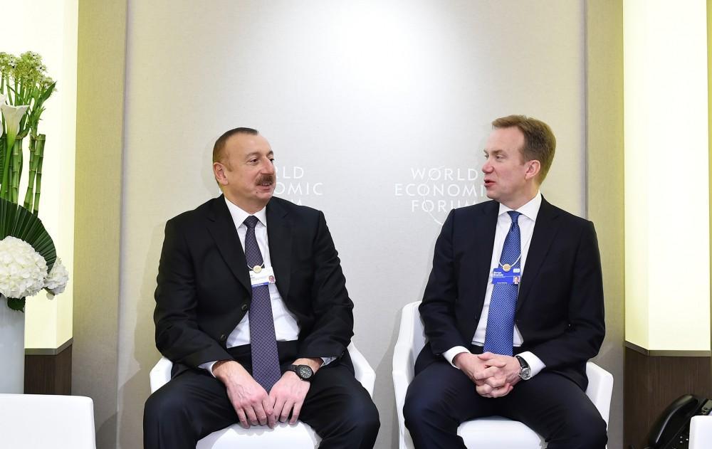 President Ilham Aliyev meets with WEF President in Davos