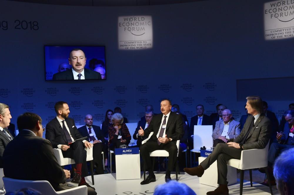 President Aliyev attends "Strategic Outlook: Eurasia" interactive session as part of WEF [PHOTO]