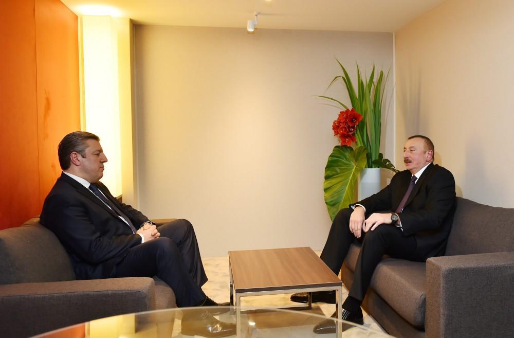 President Aliyev meets Georgian PM in Davos [PHOTO]