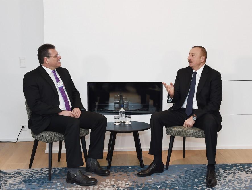 Ilham Aliyev meets European Commission VP Sefcovic in Davos [PHOTO/UPDATE]