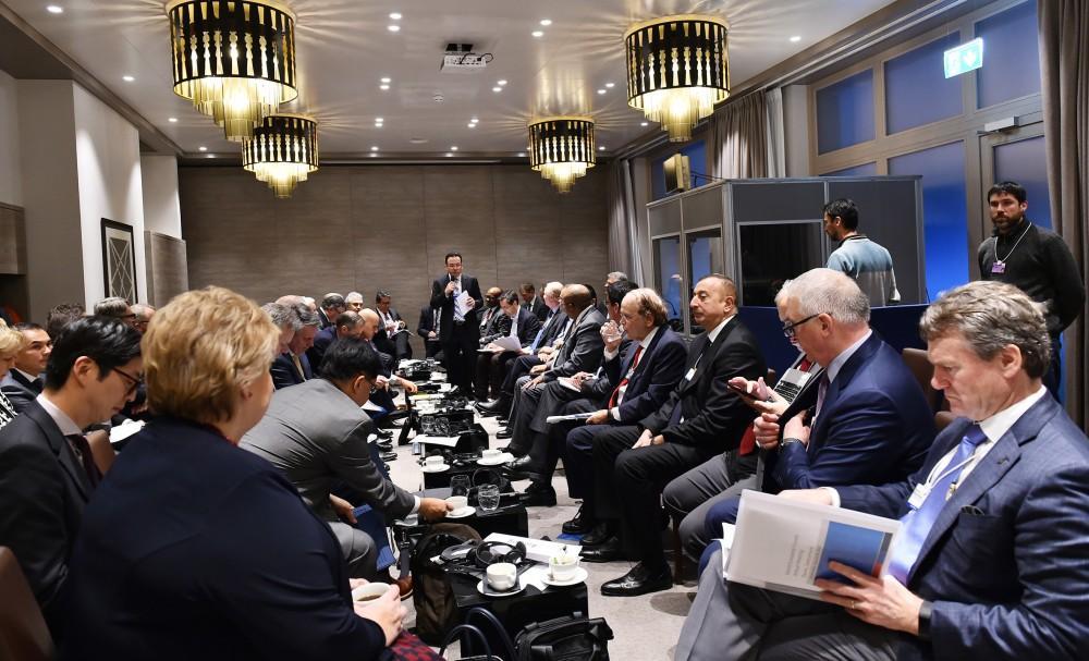 President Ilham Aliyev attends oil and gas panel within forum in Davos [PHOTO]