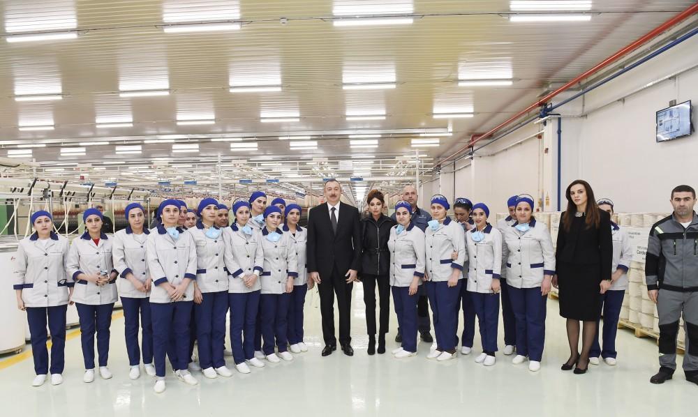 President Aliyev and his spouse attend opening of yarn plants in Mingachevir [UPDATE]