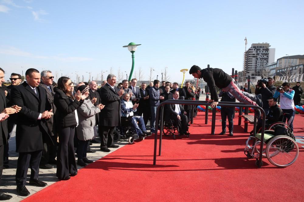 Leyla Aliyeva takes part in opening ceremony of sports ground at Seaside Boulevard [UPDATE]