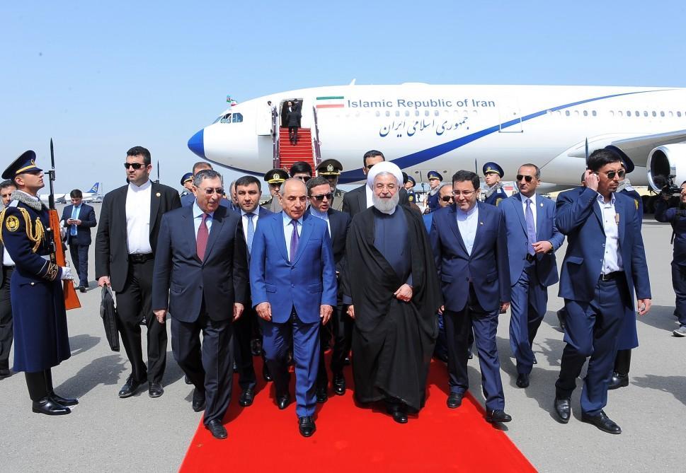 Iran’s Rouhani arrives in Azerbaijan [PHOTO]