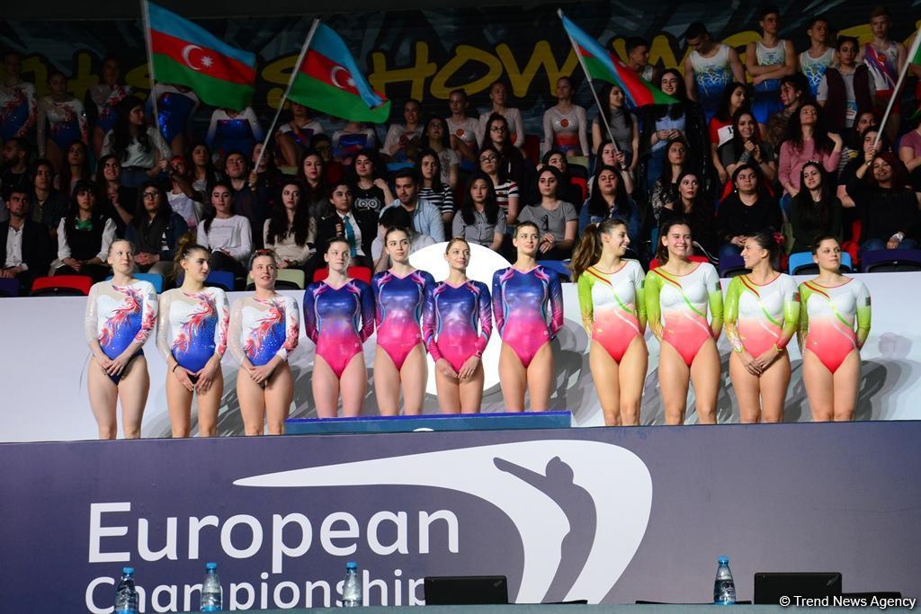 Winners of trampoline competitions at European Championships in Baku awarded