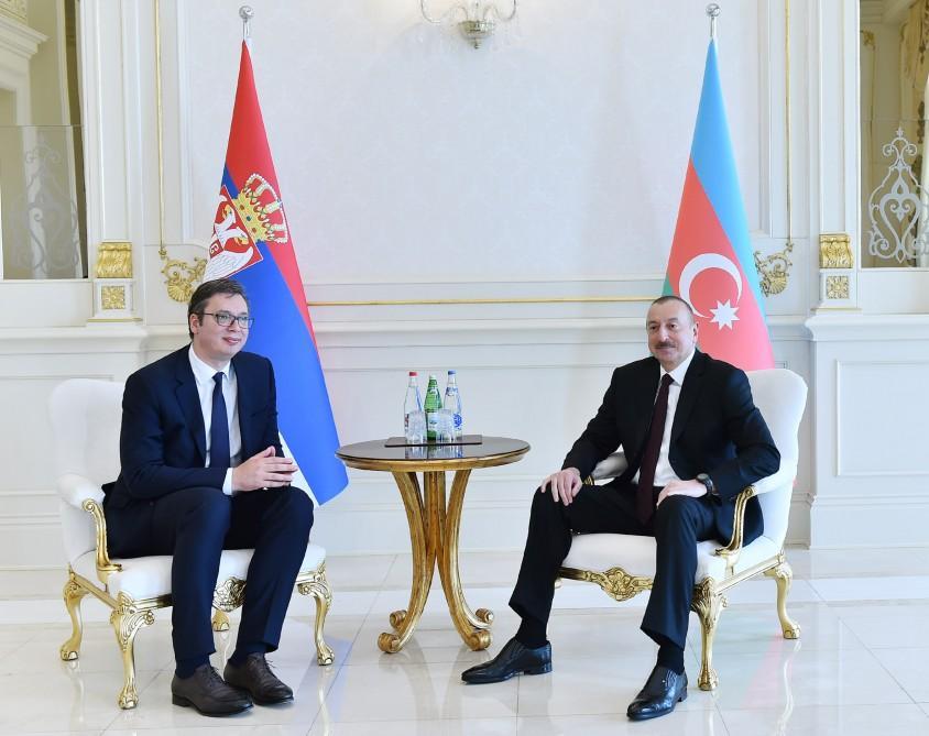 Azerbaijani, Serbian presidents hold one-on-one meeting [PHOTO]