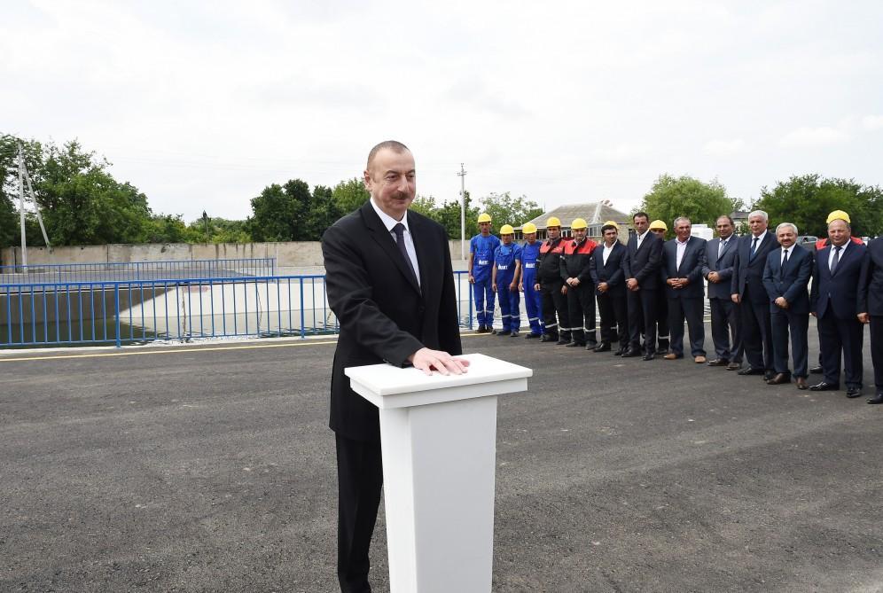 President Aliyev attends opening of Shamkir-Samukh-Goranboy irrigation canal crossing installation [PHOTO]