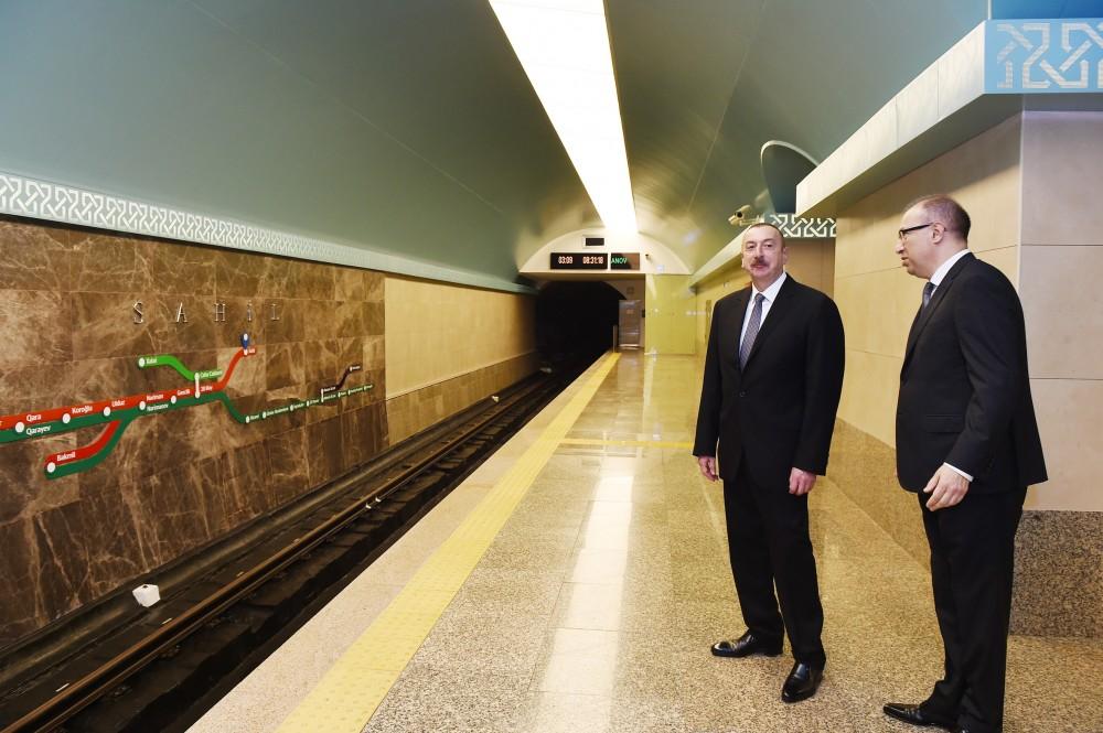 President Aliyev views renovation work at Sahil metro station [UPDATE]