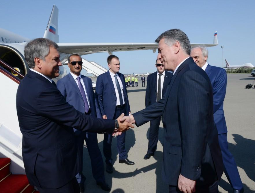 Russian State Duma Chairman arrives in Azerbaijan with official visit [PHOTO]