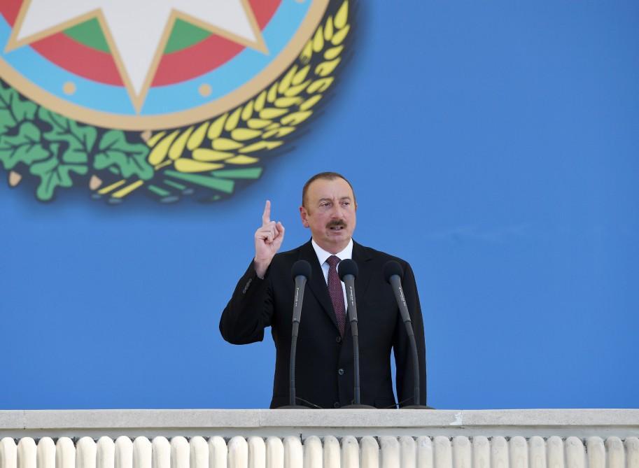 President Aliyev: Day will come when Azerbaijani flag raised on liberated lands is showcased in military parade on Azadlig Square
