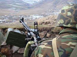 Armenian armed forces fire at Azerbaijani positions with large-caliber machine guns