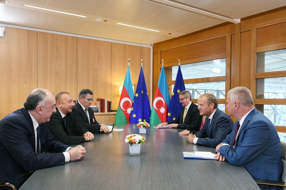 Ilham Aliyev meets European Council president in Brussels [UPDATE]