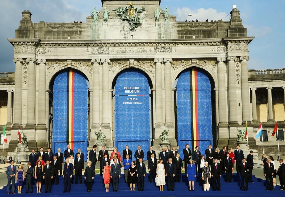 President Ilham Aliyev attends reception for heads of state and government of NATO allies and partners [PHOTO]