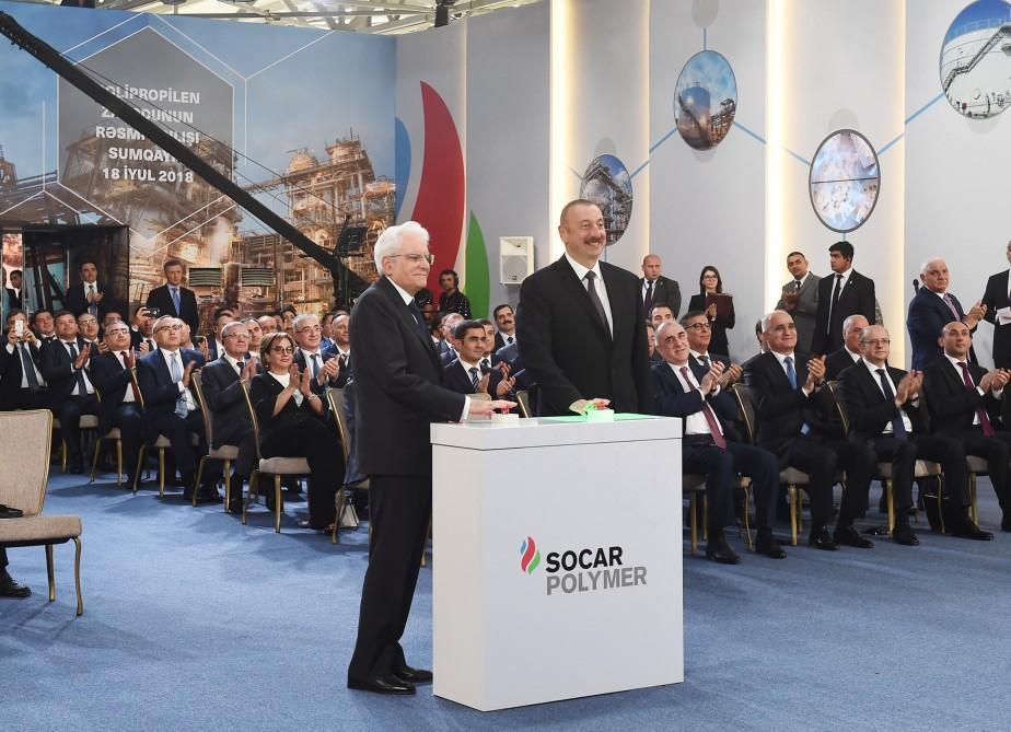 Presidents of Azerbaijan, Italy attend opening of polypropylene plant in Sumgait city [PHOTO]