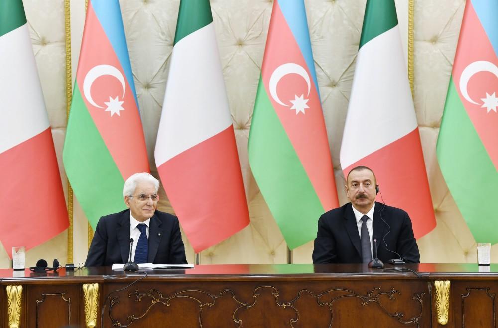 Presidents of Azerbaijan and Italy make press statements