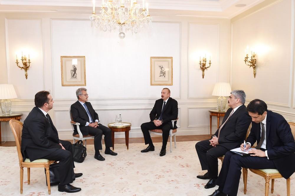 Ilham Aliyev meets president of French SADE company [PHOTO]