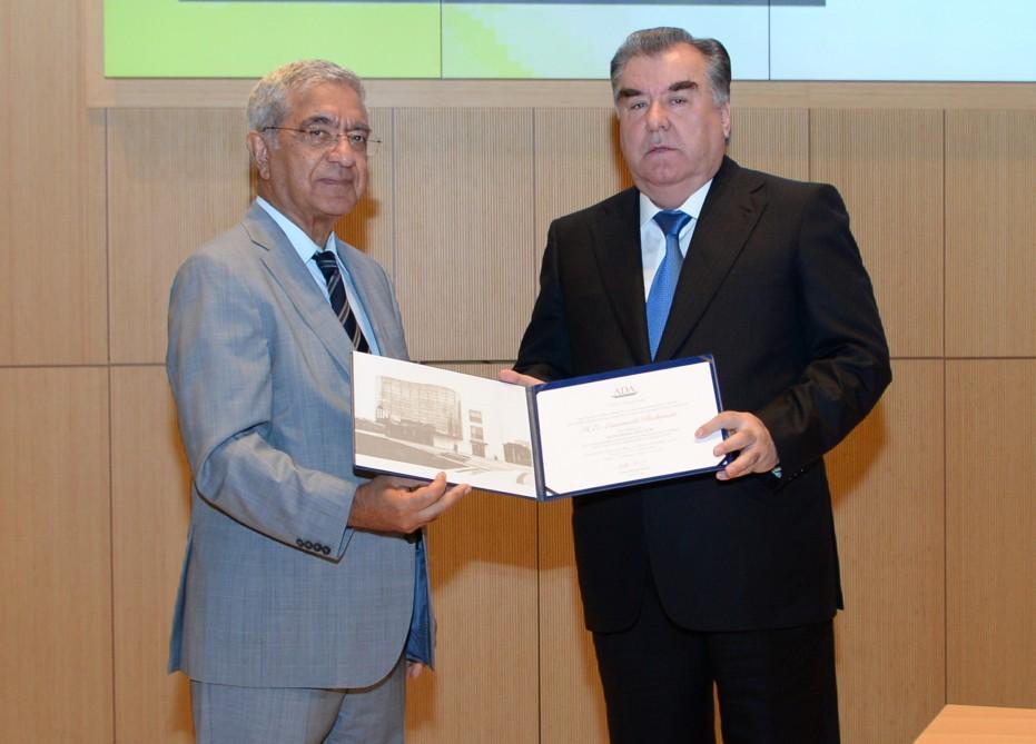 Tajik President receives honorary doctorate from ADA University