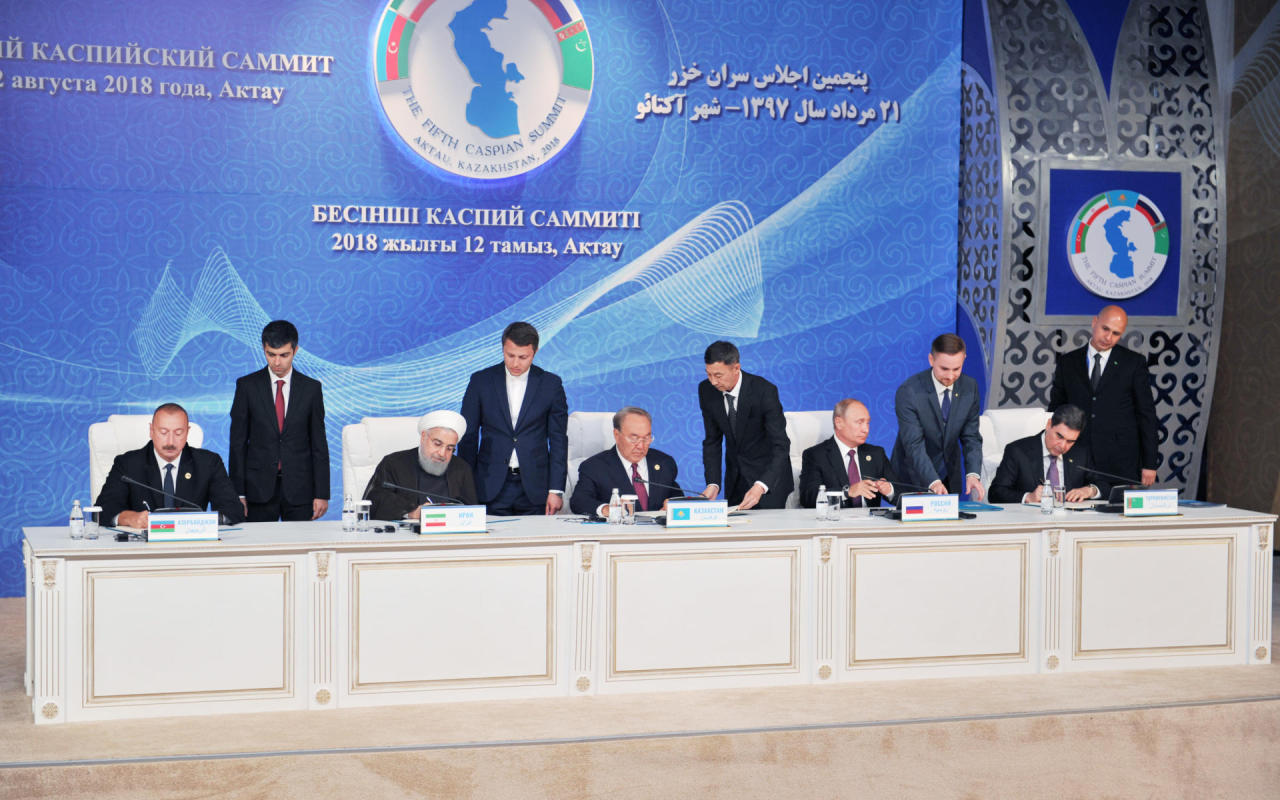 Heads of State of Caspian littoral states sign Convention on legal status of Caspian Sea in Aktau
