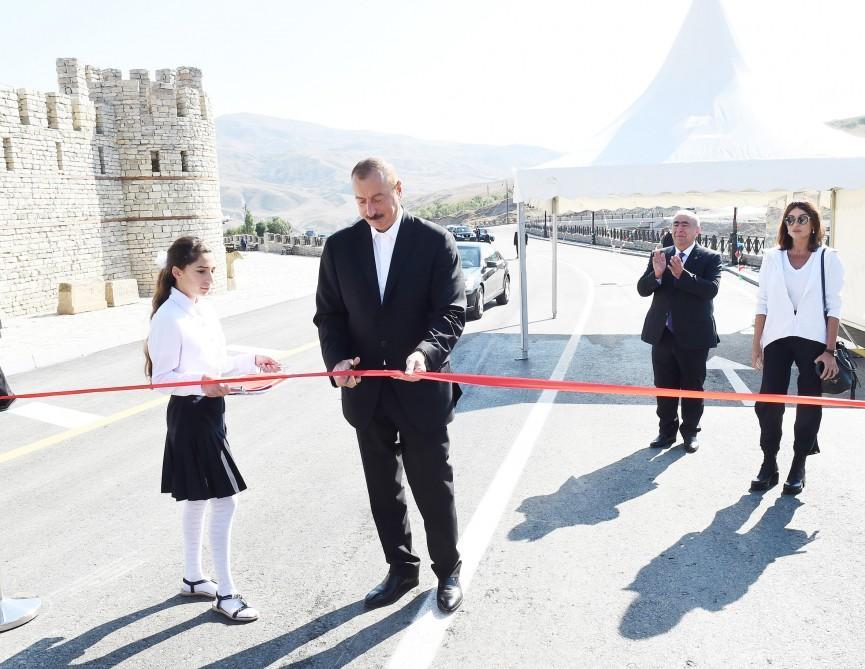 Azerbaijani president, First Lady open Damirchi-Lahij highway [PHOTO]