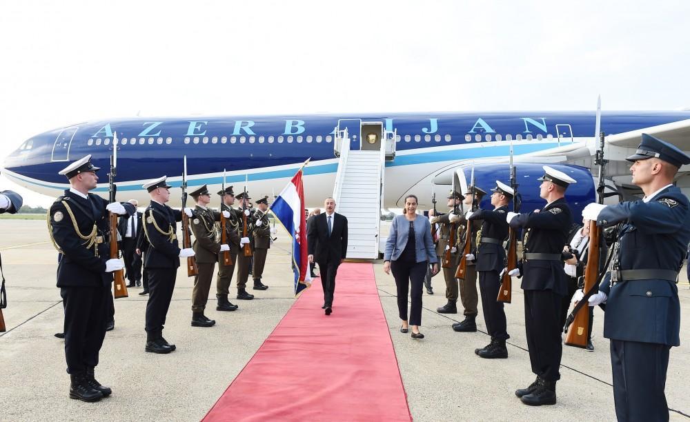 President Ilham Aliyev arrives in Croatia for official visit [PHOTO]