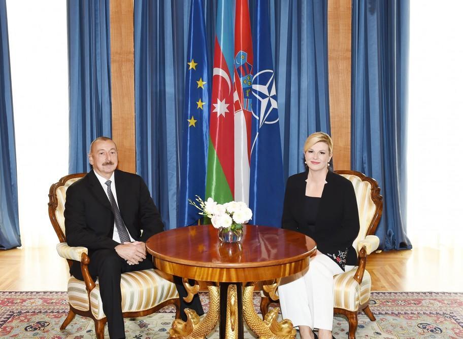Azerbaijani, Croatian presidents hold one-on-one meeting [PHOTO]