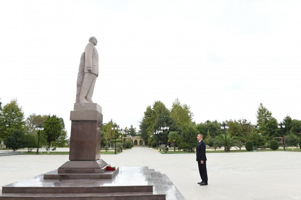 President Ilham Aliyev arrives in Masalli [PHOTO]